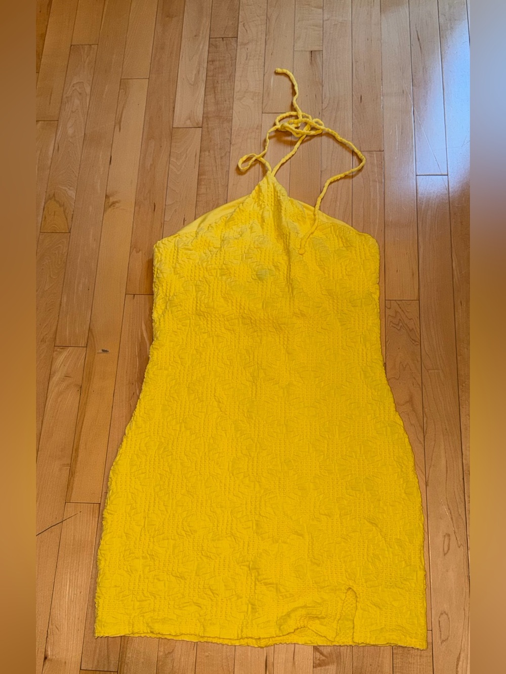 Wild Fable Yellow Textured Halter Mini Dress Size  Large NWOT